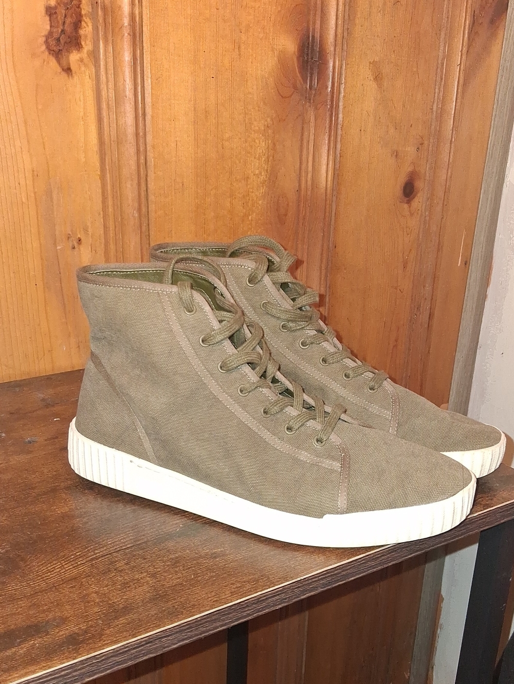 Vince Camuto Olive Green High-Top Canvas Sneakers